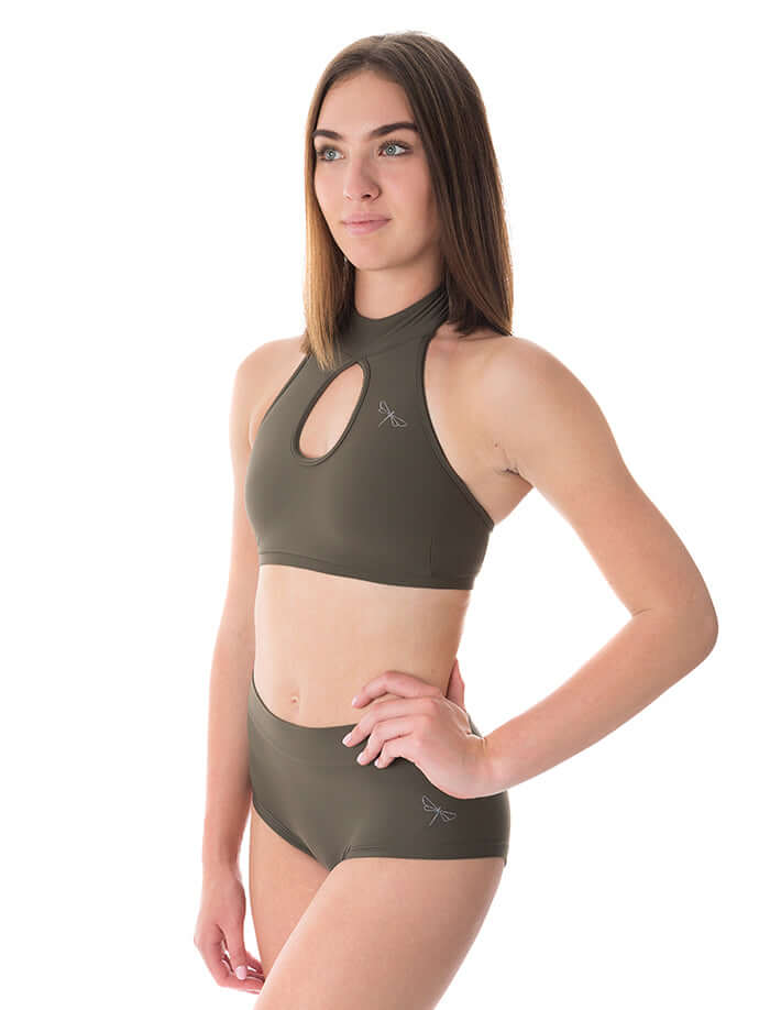 High Neck Sports Bra Terri - Ultimate Comfort & Style khaki