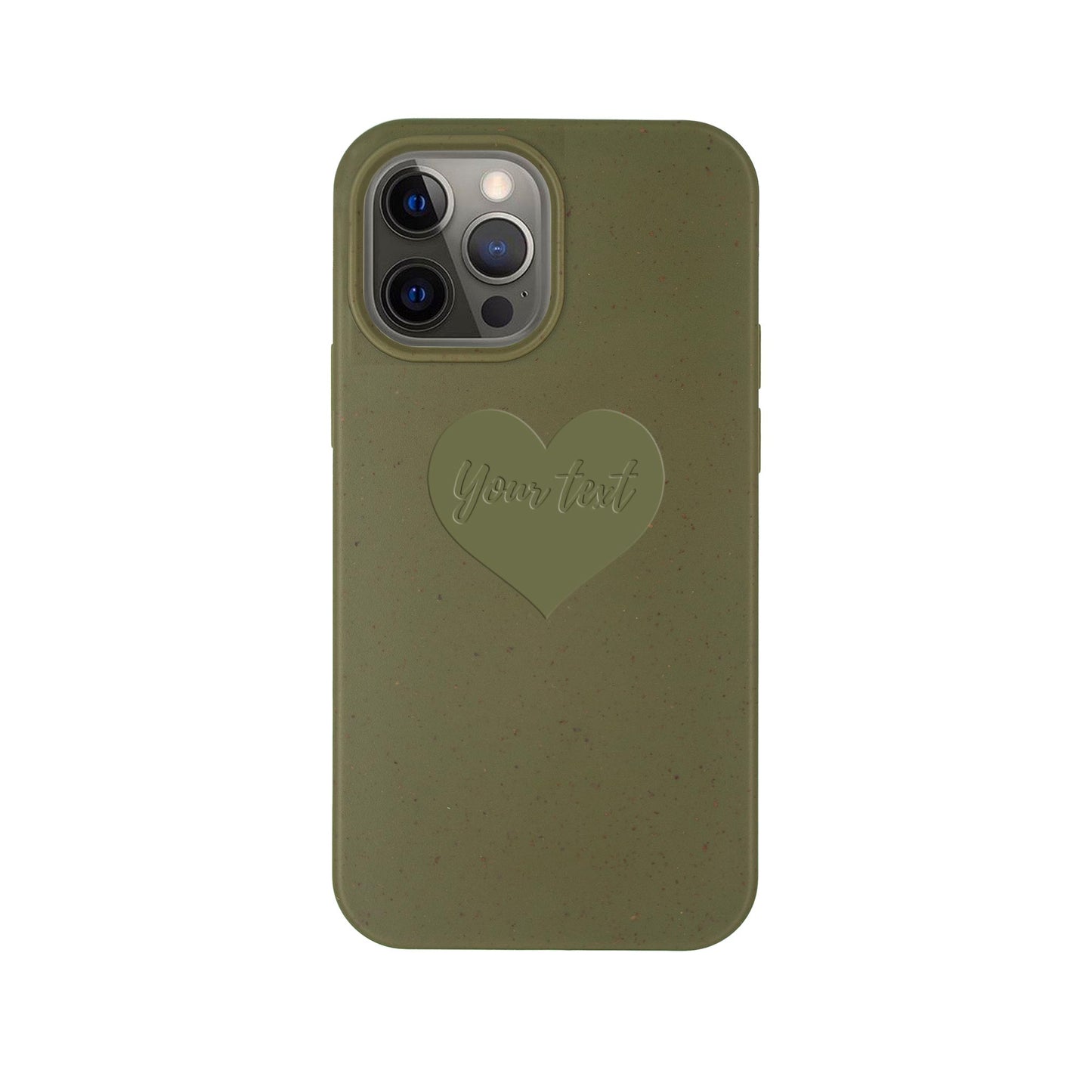 Personalized Biodegradable iPhone Case - Olive Green Nature Design Heart