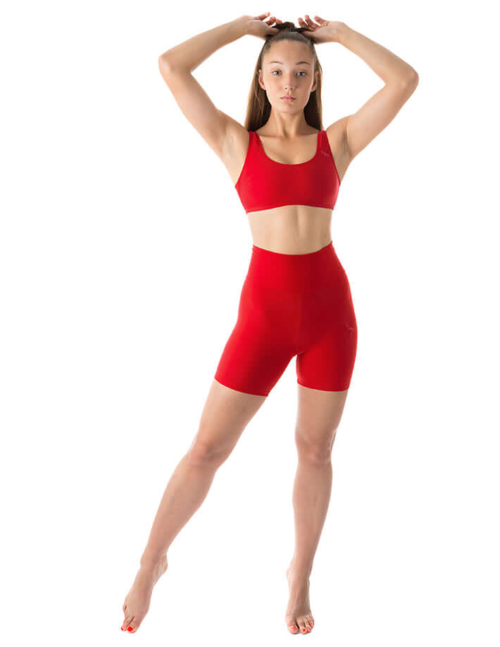 Zoe High Waist Biker Shorts - Premium Short Leggings for Yoga & Everyday red
