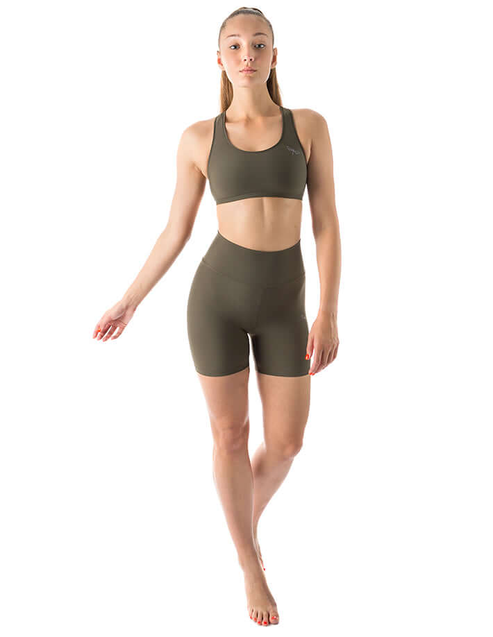 Zoe High Waist Biker Shorts - Premium Short Leggings for Yoga & Everyday khaki