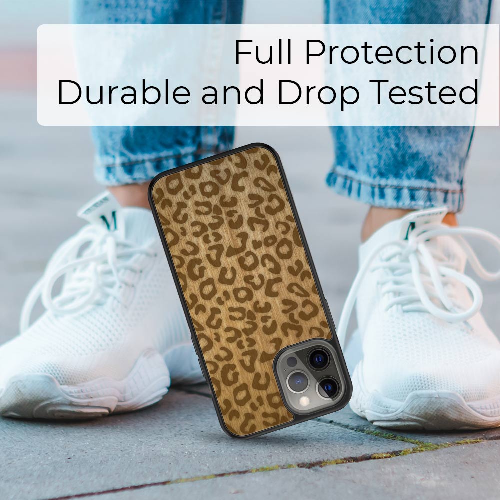 Sustainable Wood Phone Case - Cheetah Print Design | Handcrafted