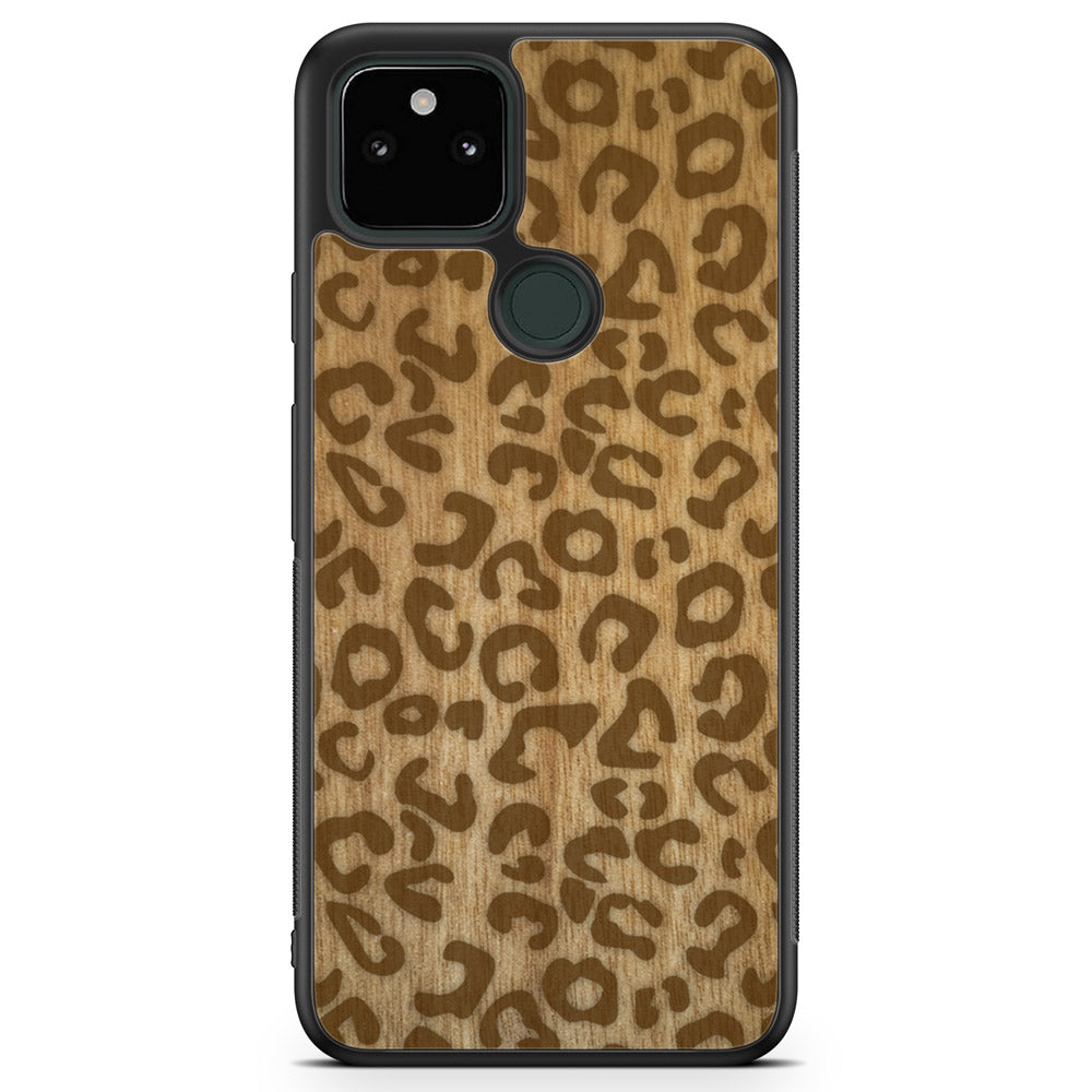 Sustainable Wood Phone Case - Cheetah Print Design | Handcrafted Google Pixel 5