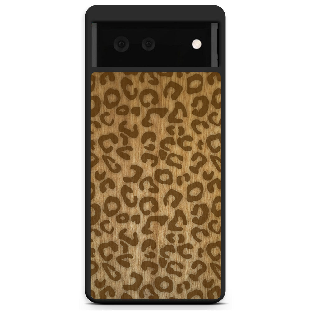 Sustainable Wood Phone Case - Cheetah Print Design | Handcrafted Google Pixel 6