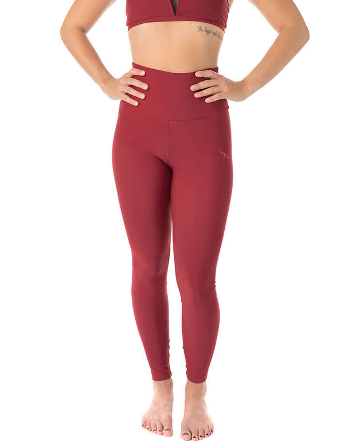 High waist yoga leggings Adele burgundy