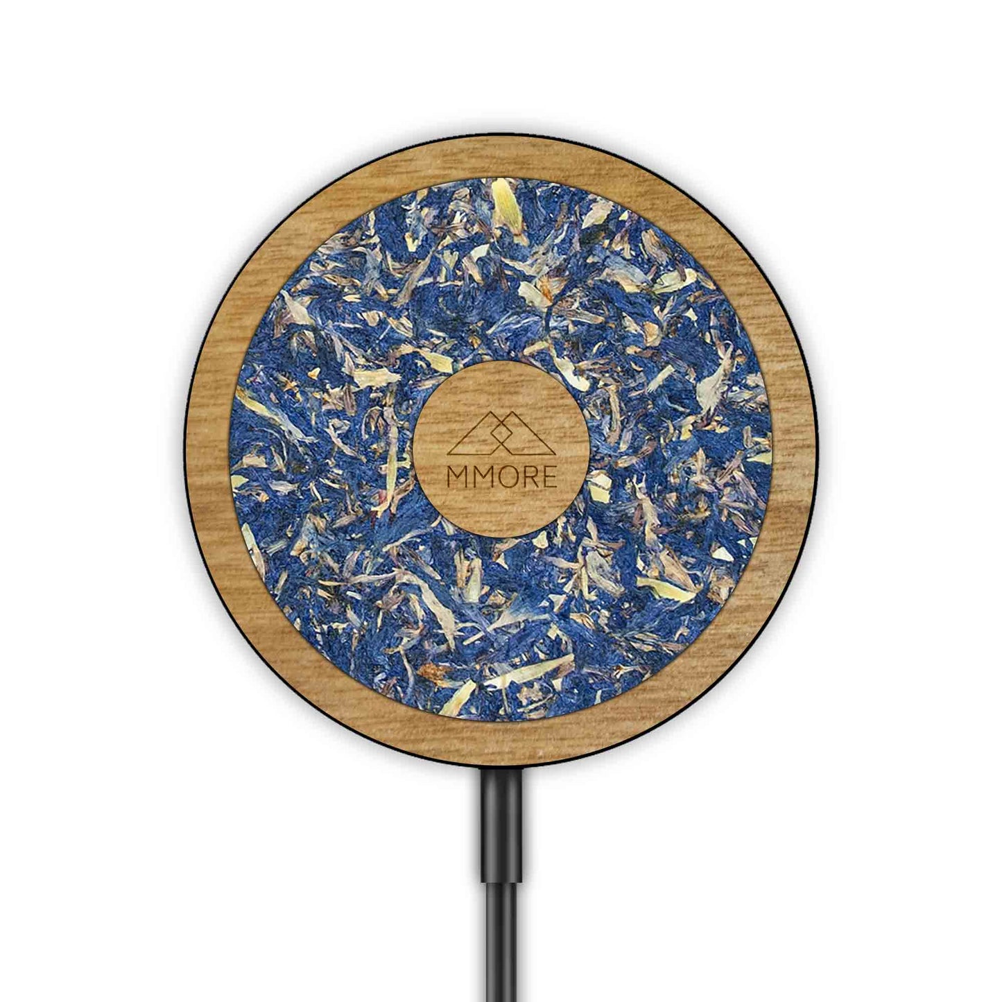 MagSafe Wireless Charger - Organic Black Design | iPhone Compatible Crystal Meadow + Tanganica Wood