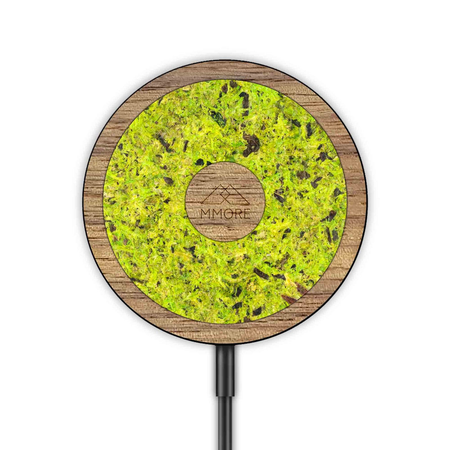 MagSafe Wireless Charger - Organic Black Design | iPhone Compatible Mountain Stone + Tanganica Wood