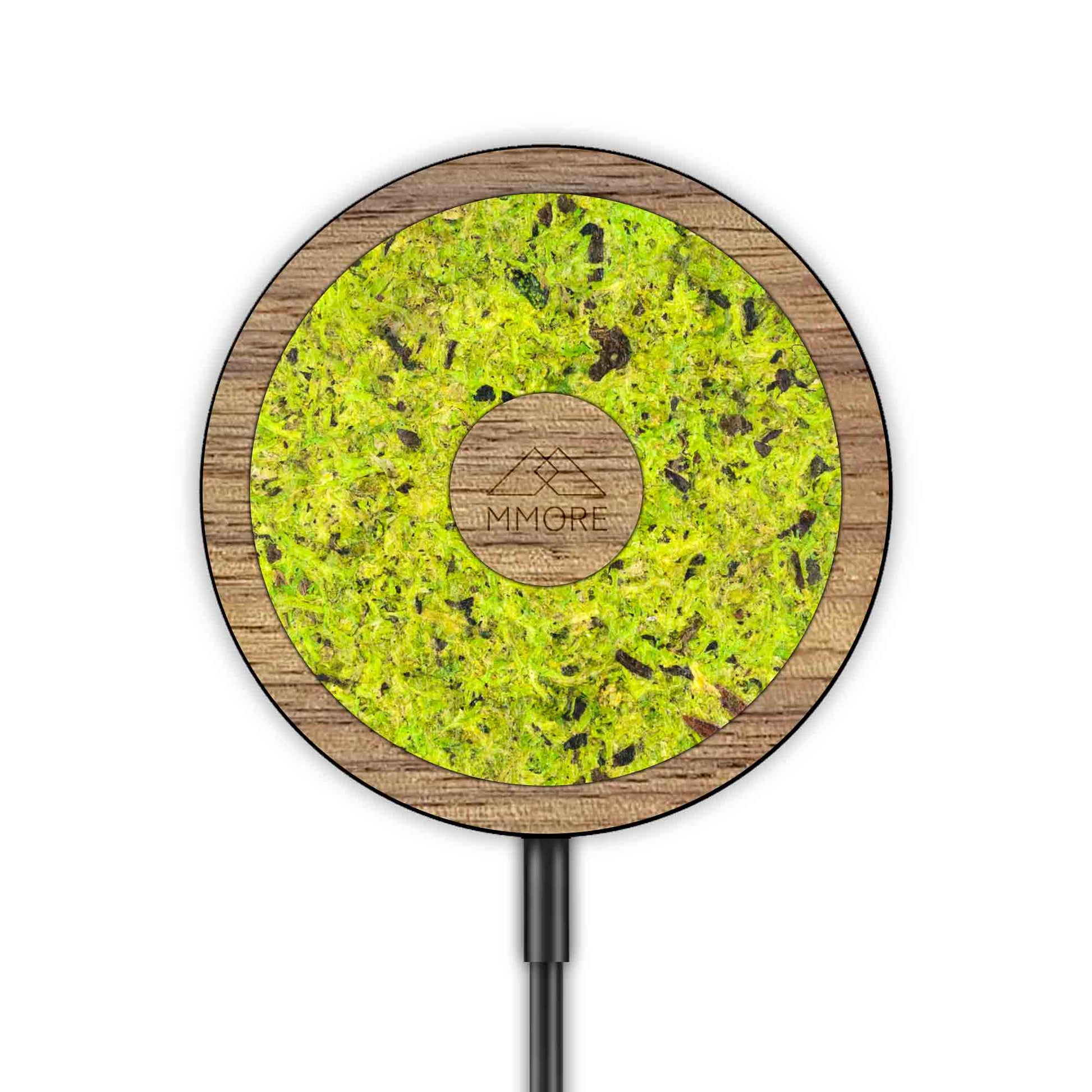 MagSafe Wireless Charger - Organic Black Design | iPhone Compatible Mountain Stone + Tanganica Wood