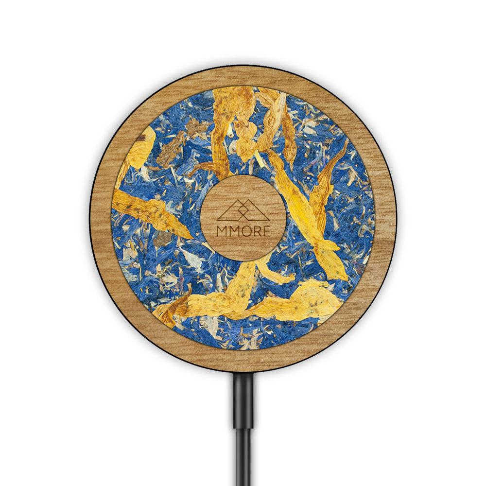 MagSafe Wireless Charger - Organic Black Design | iPhone Compatible Alpine Hay + Tanganica Wood