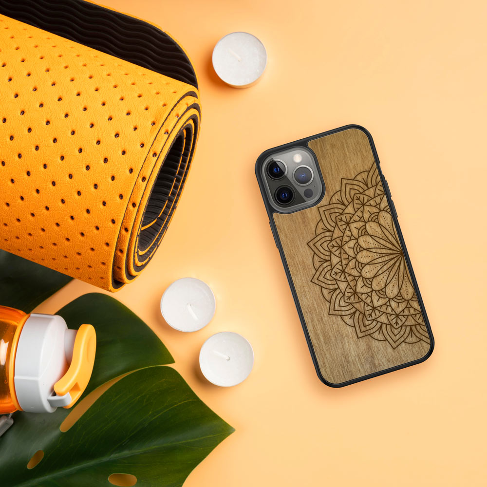 Sustainable Wood Phone Case - Mandala Design | Handcrafted Spiritual
