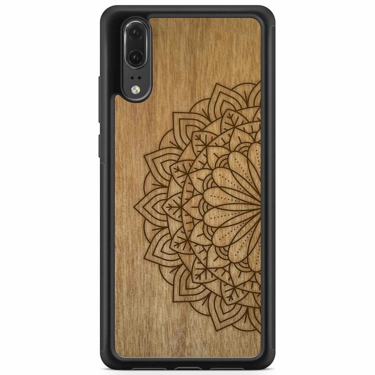 Sustainable Wood Phone Case - Mandala Design | Handcrafted Spiritual Huawei P20