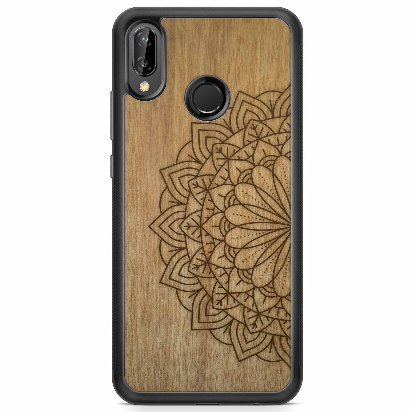 Sustainable Wood Phone Case - Mandala Design | Handcrafted Spiritual Huawei P20 Lite