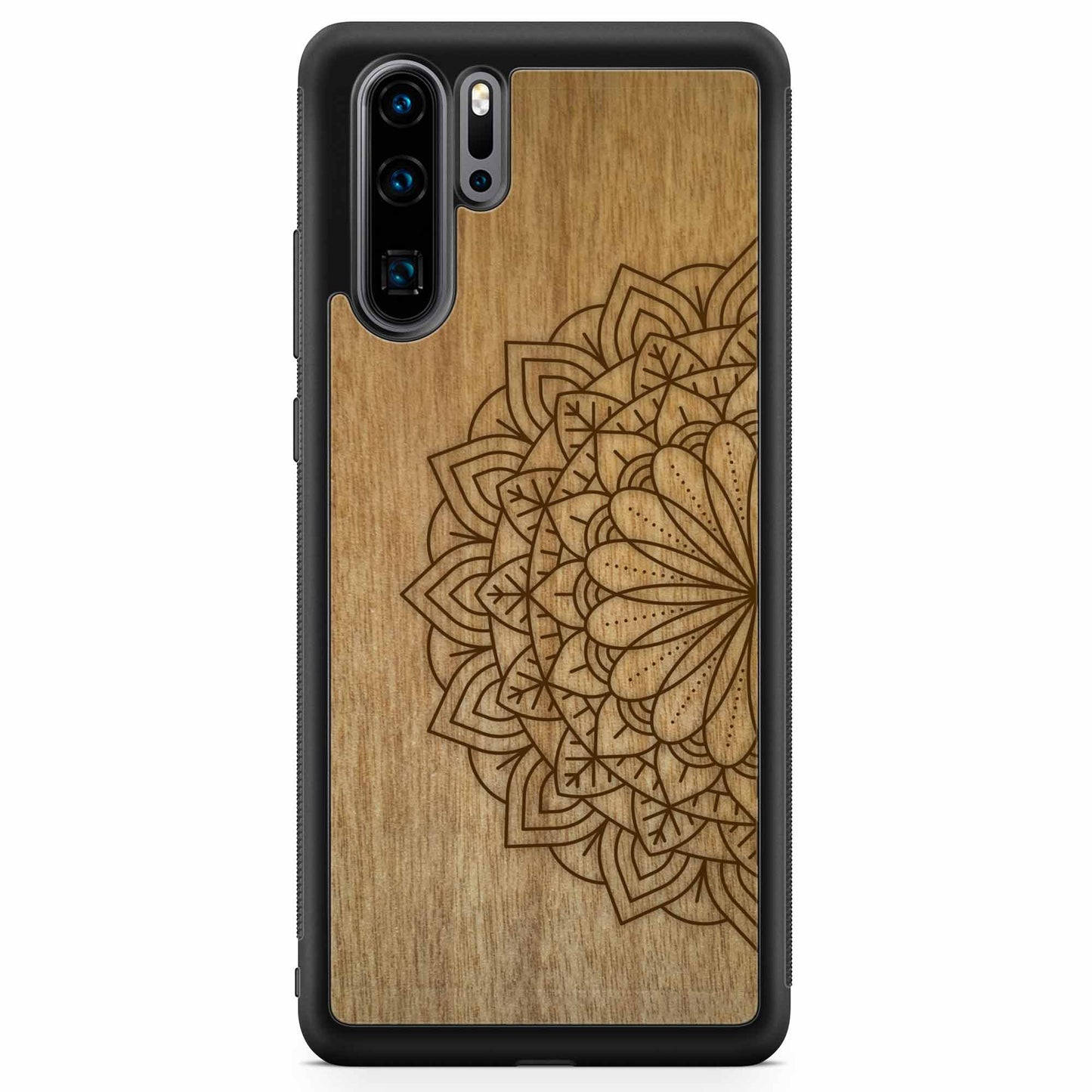 Sustainable Wood Phone Case - Mandala Design | Handcrafted Spiritual Huawei P30 PRO