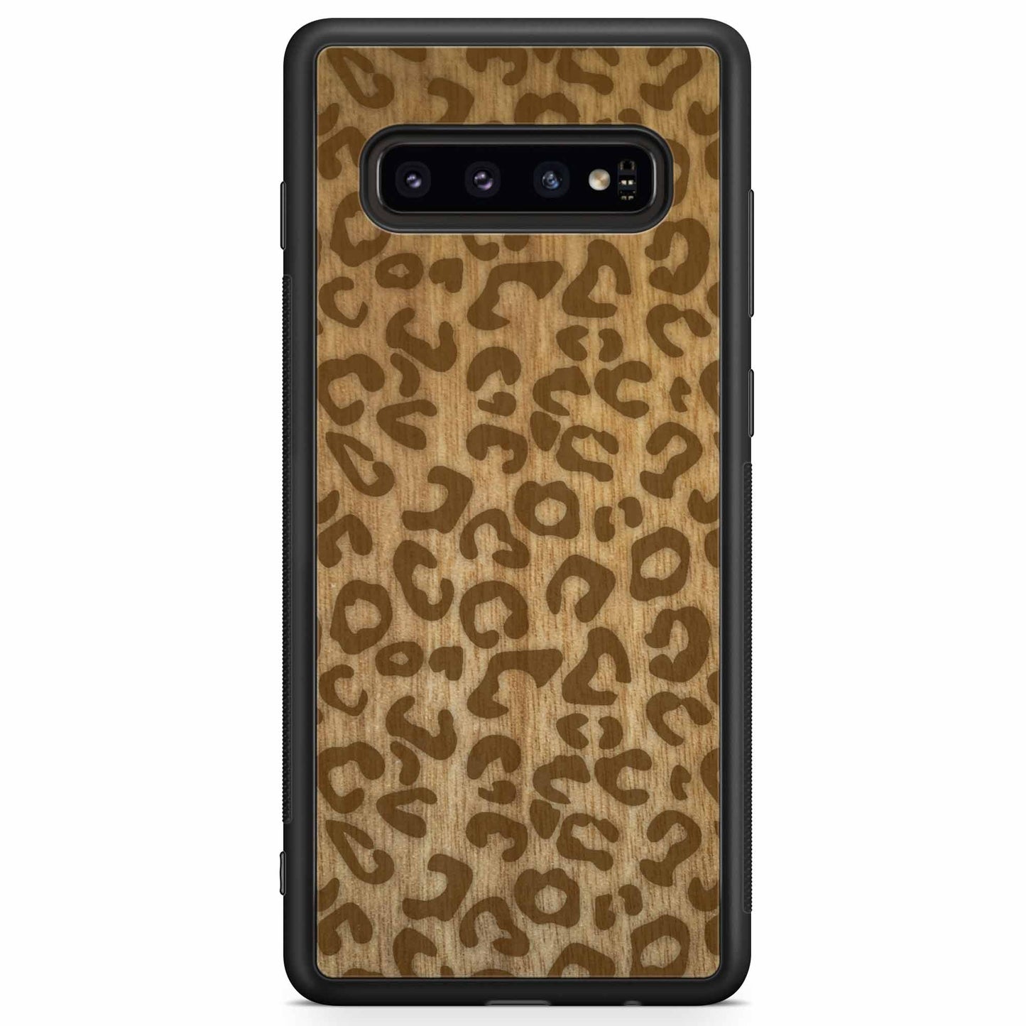 Sustainable Wood Phone Case - Cheetah Print Design | Handcrafted Samsung Galaxy S10