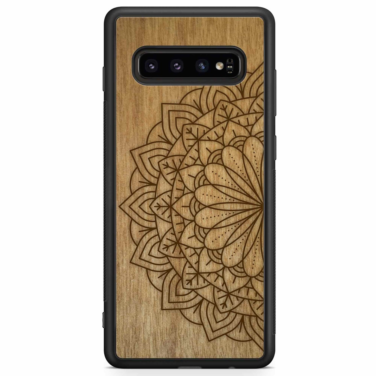 Sustainable Wood Phone Case - Mandala Design | Handcrafted Spiritual Samsung Galaxy S10 PLUS