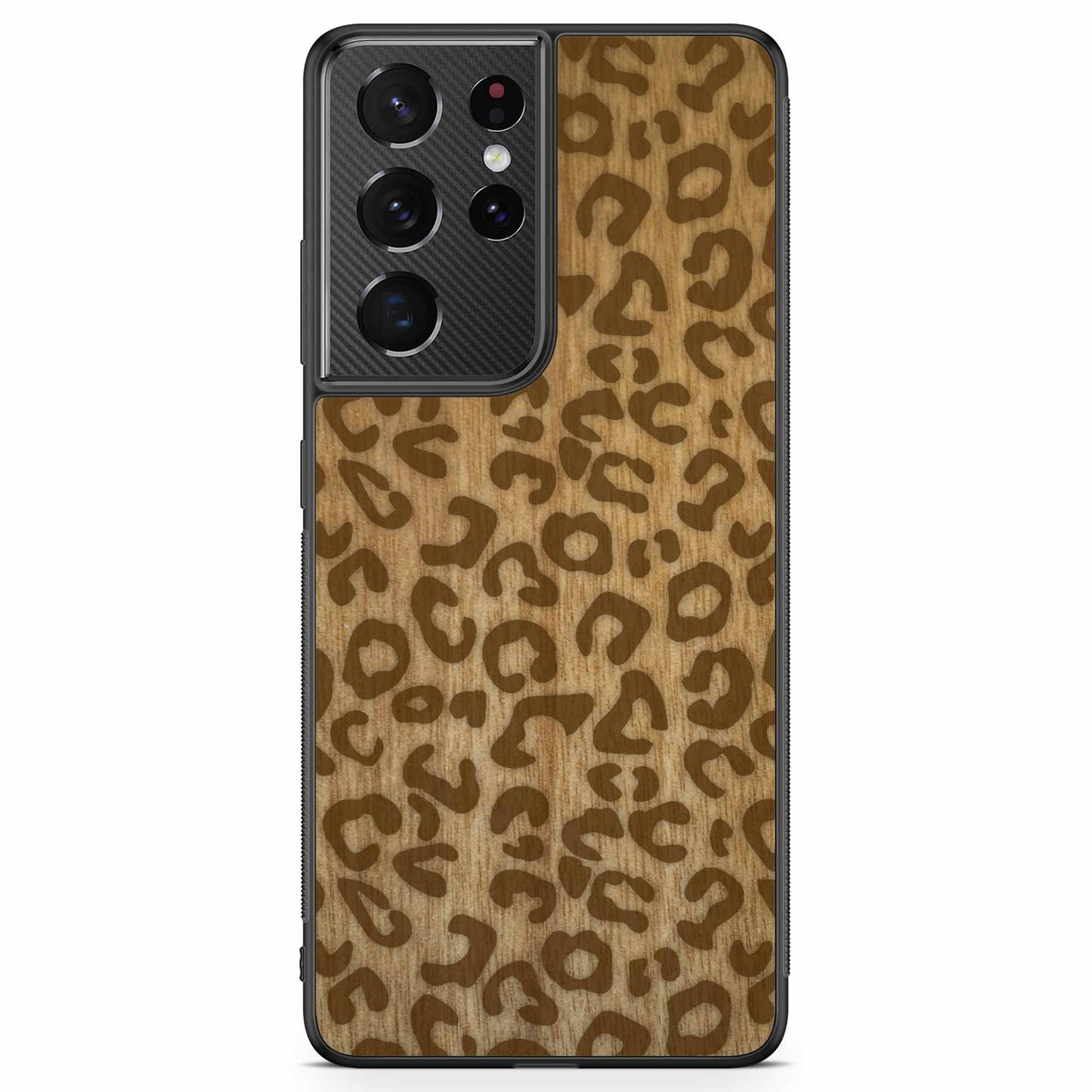 Sustainable Wood Phone Case - Cheetah Print Design | Handcrafted Samsung Galaxy S21 ULTRA