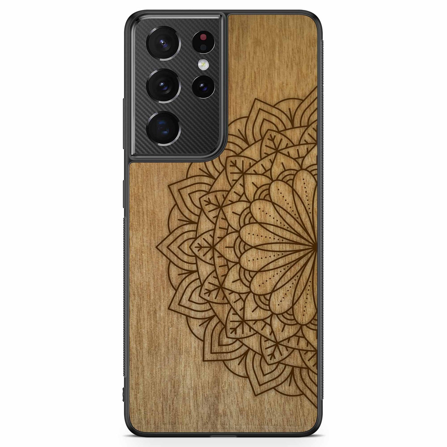 Sustainable Wood Phone Case - Mandala Design | Handcrafted Spiritual Samsung Galaxy S21 Ultra