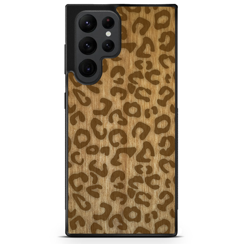 Sustainable Wood Phone Case - Cheetah Print Design | Handcrafted Samsung Galaxy S22 Ultra