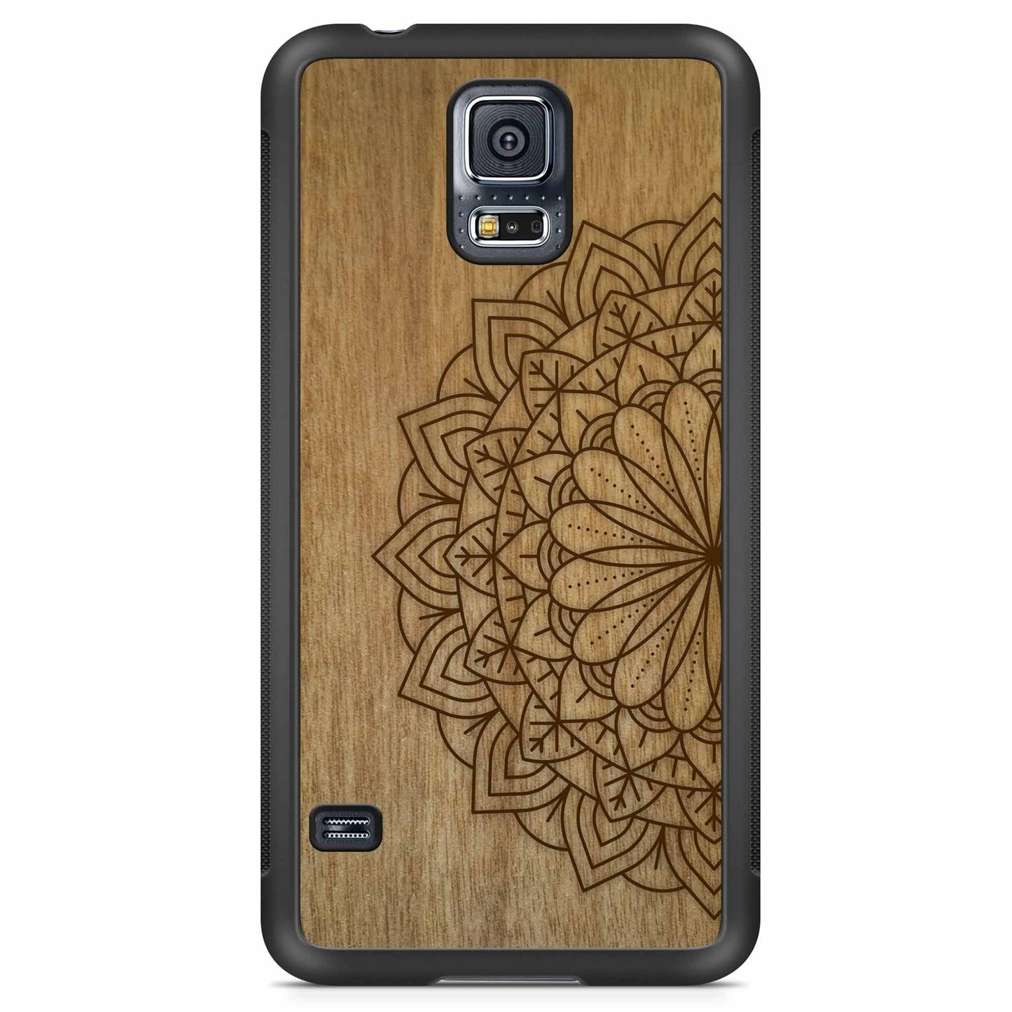 Sustainable Wood Phone Case - Mandala Design | Handcrafted Spiritual Samsung Galaxy S5