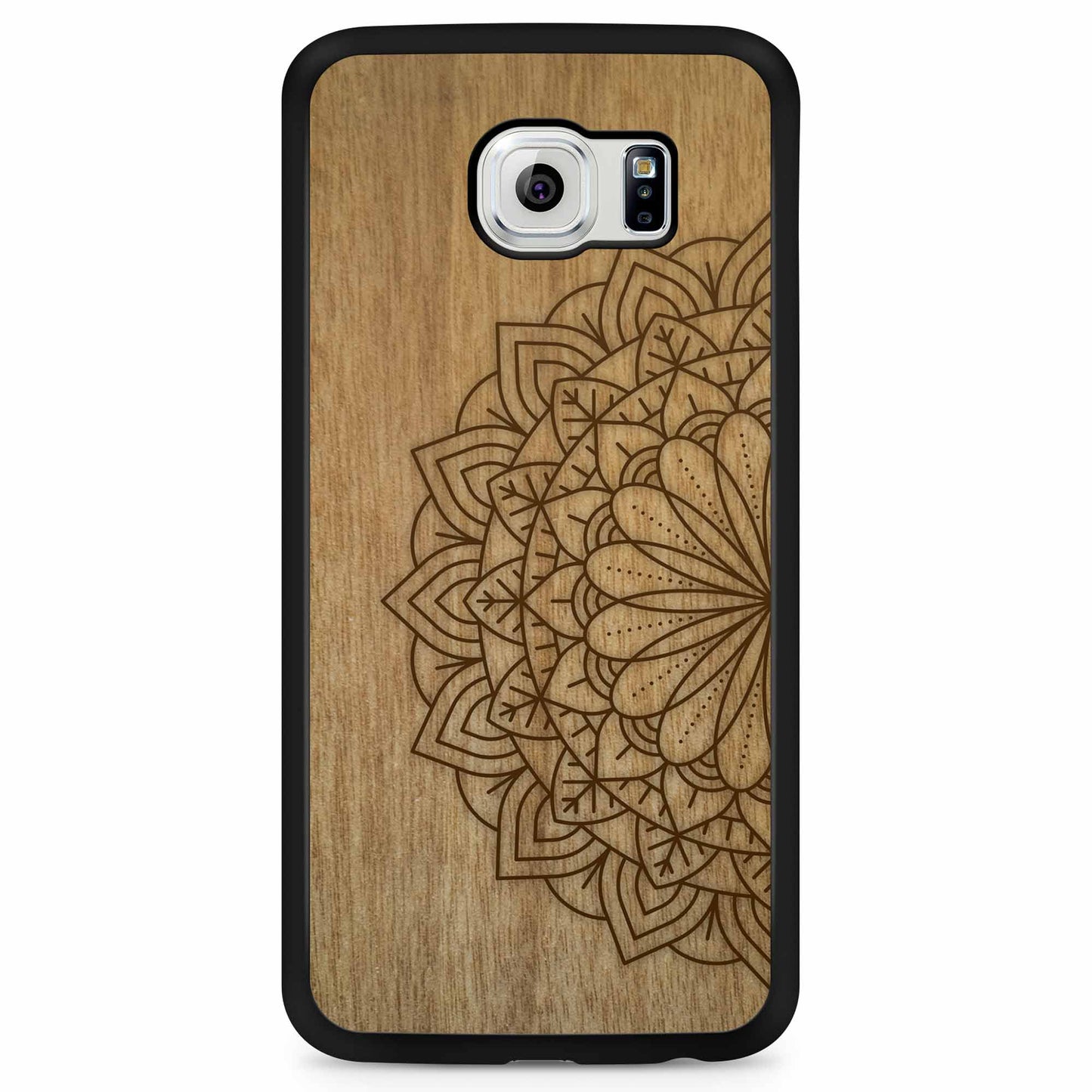 Sustainable Wood Phone Case - Mandala Design | Handcrafted Spiritual Samsung Galaxy S6
