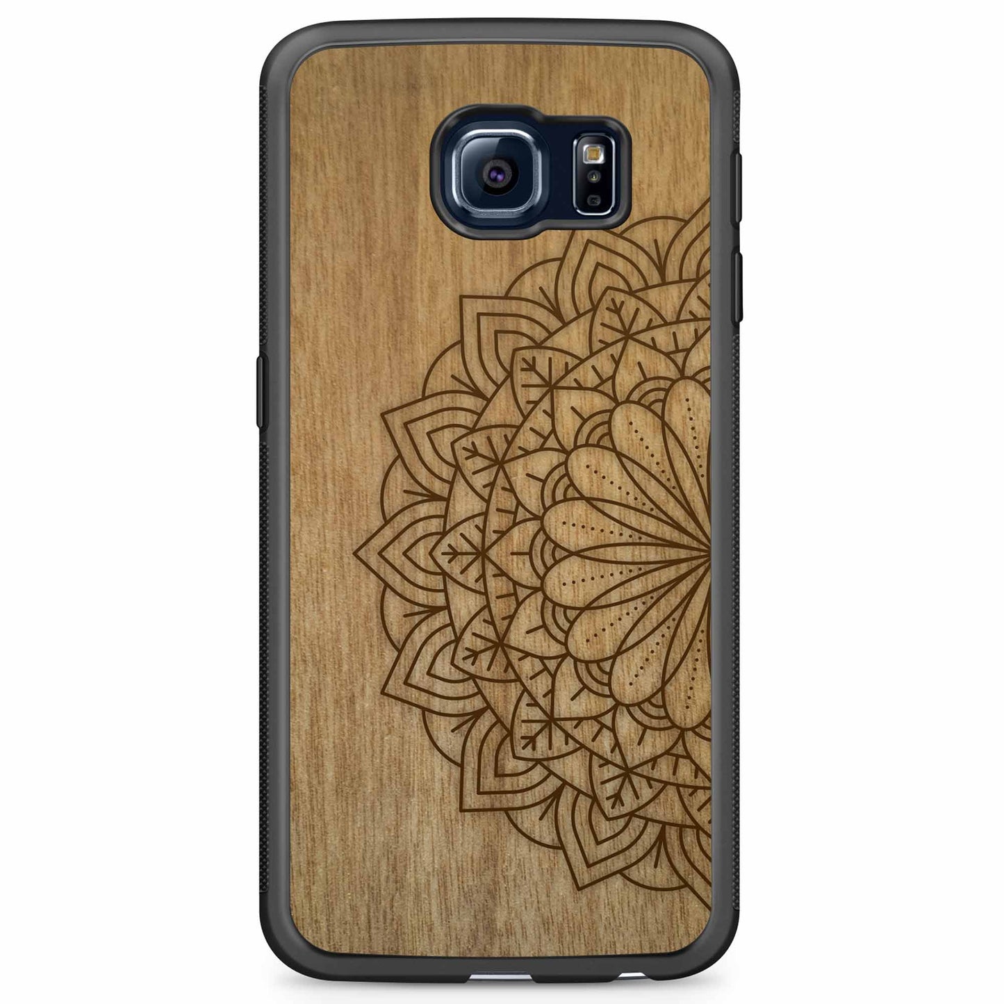 Sustainable Wood Phone Case - Mandala Design | Handcrafted Spiritual Samsung Galaxy S6 Edge