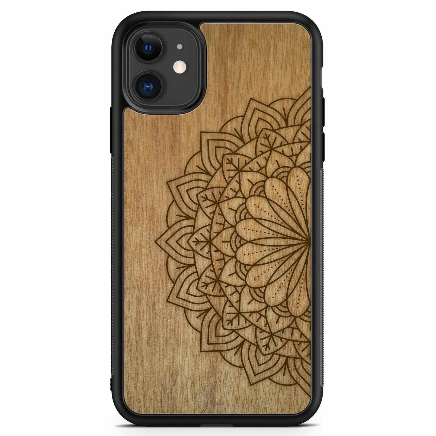 Sustainable Wood Phone Case - Mandala Design | Handcrafted Spiritual iPhone 11