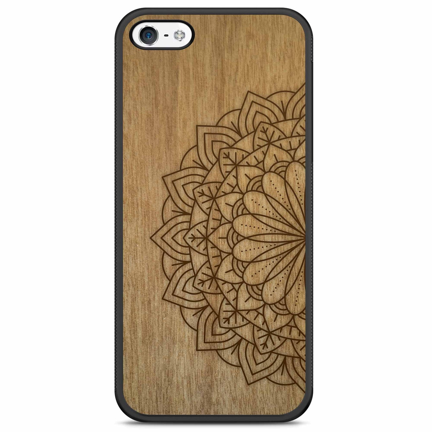 Sustainable Wood Phone Case - Mandala Design | Handcrafted Spiritual iPhone 5 5S SE