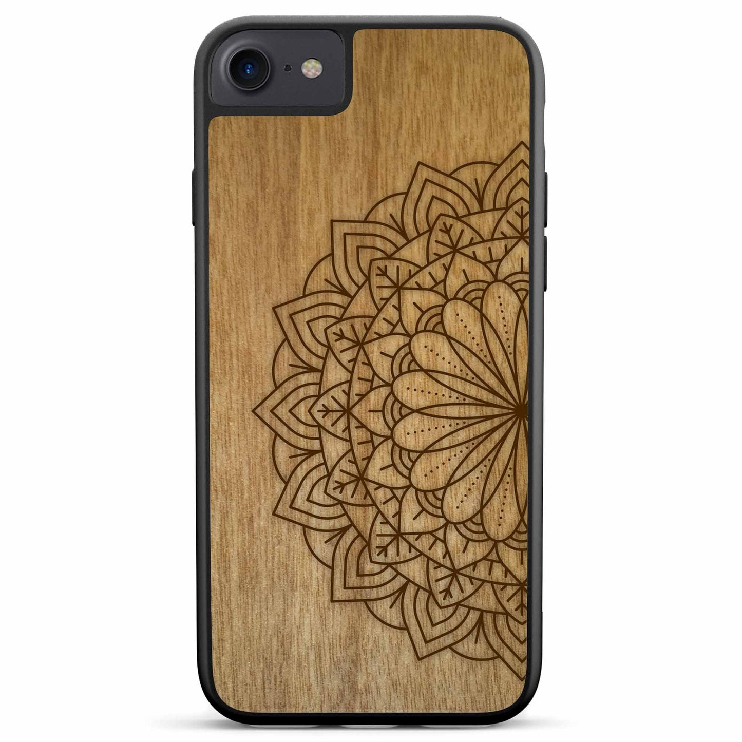 Sustainable Wood Phone Case - Mandala Design | Handcrafted Spiritual iPhone 6 6S 7 8 SE2