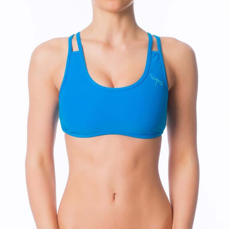 Xenia Sports Bra - Double Shoulder Straps Design azure